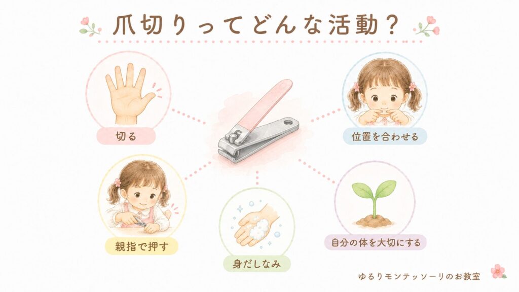 爪切りのおしごとの目的を説明したイラスト