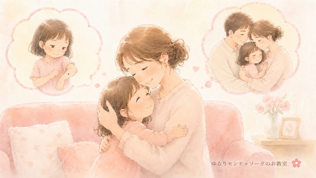抱きしめ合う親子