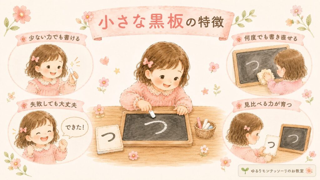 小さな黒板の特徴を表したイラスト