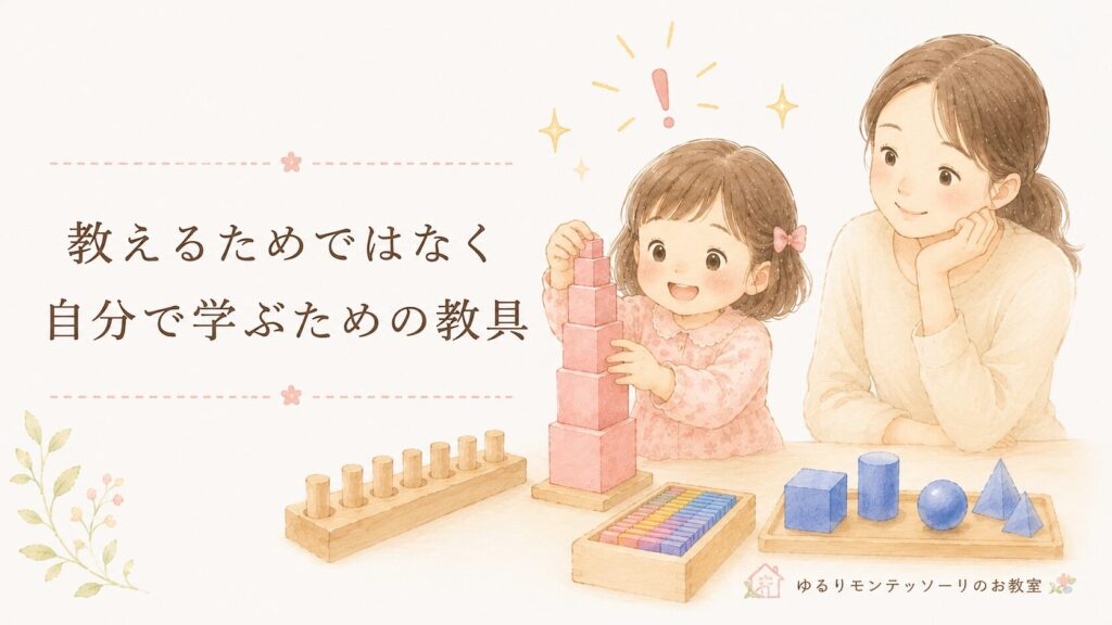モンテッソーリ教具で自分で学ぶ女の子