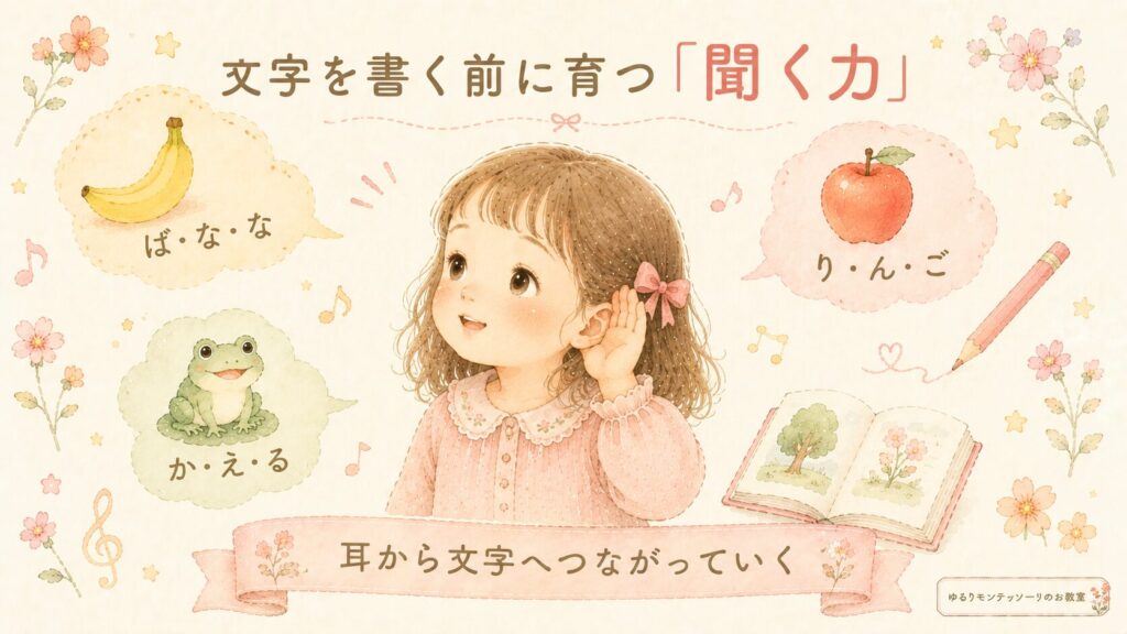 耳を澄ませて言葉の音を聞く女の子