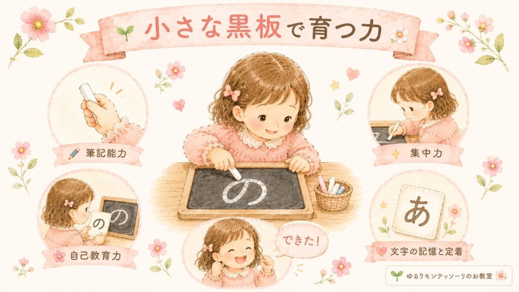 小さな黒板で育つ力を表したイラスト
