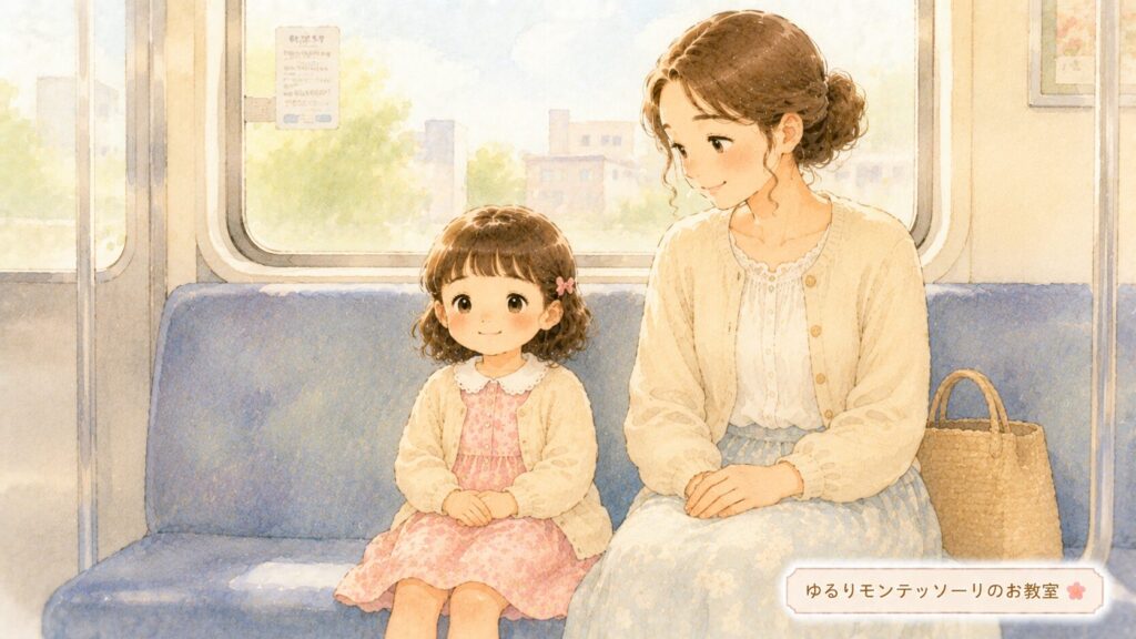 公共の場でのマナーを大切に育った子ども時代をイメージしたイラスト