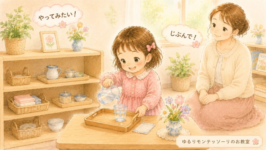 子どもの「自分でやりたい」を見守るお母さん
