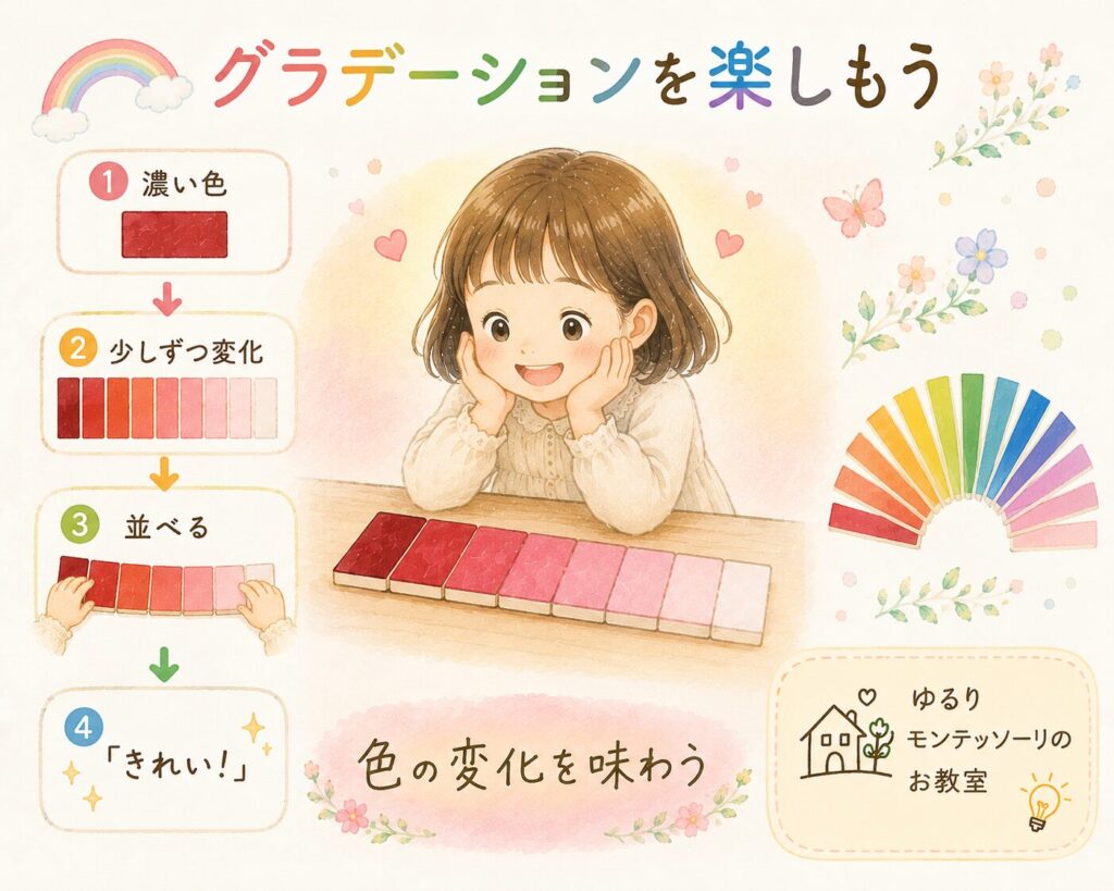 グラデーションを楽しむ女の子のイラスト