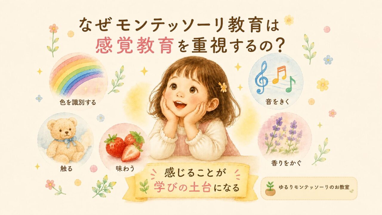モンテッソーリ教育における感覚教育の重要性を表したイラスト