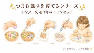 モンテッソーリ教育のつまむおしごと（トング・洗濯ばさみ・ピンセット）