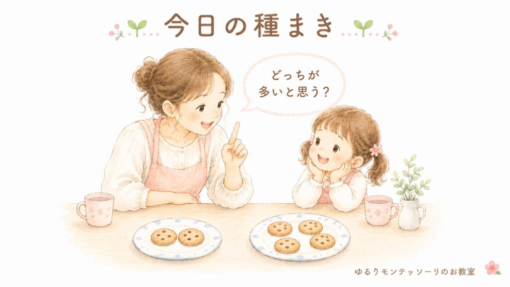 「どっちが多い?」と親子で数を楽しむ様子