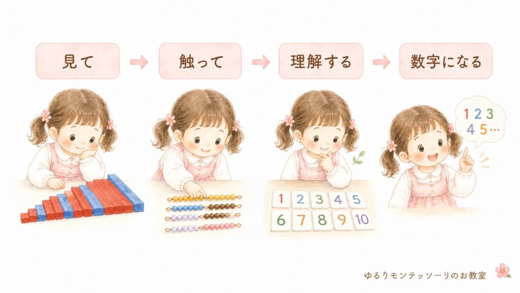 モンテッソーリ教育の算数教育の流れを表した図