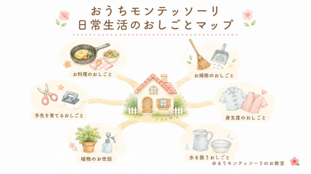 おうちモンテッソーリの日常生活のおしごとマップ
