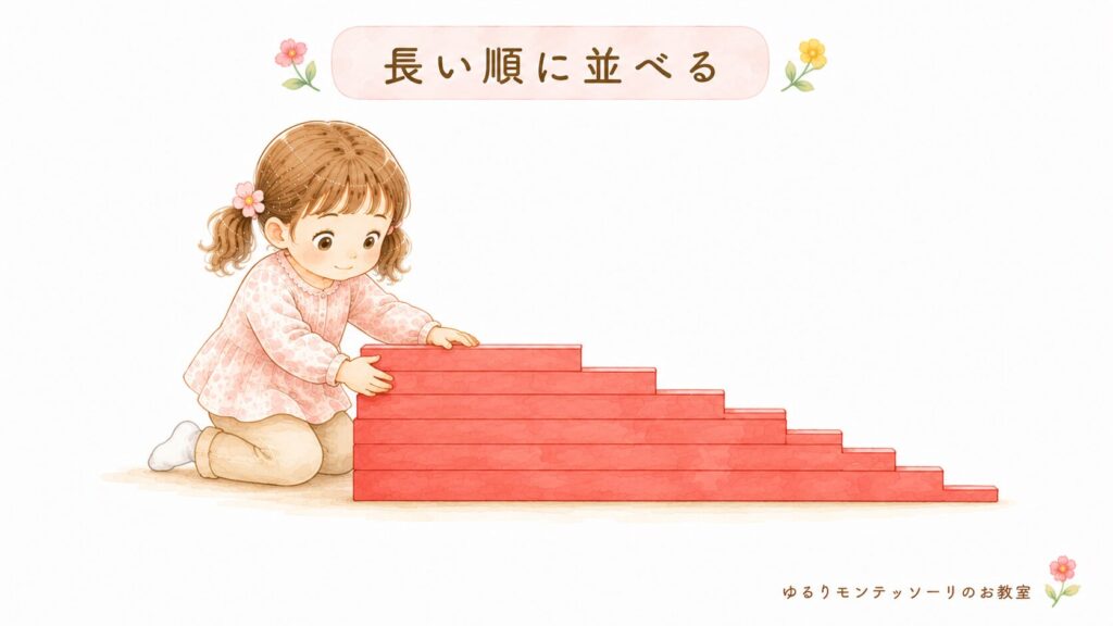 赤い棒を長い順に並べる活動