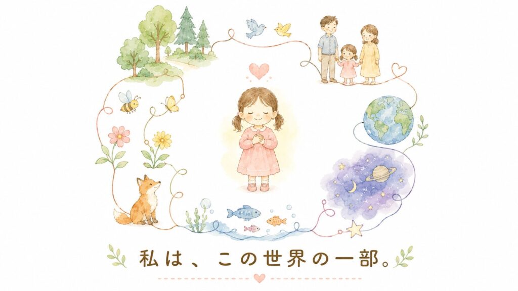 宇宙から私へとつながる世界のイメージ