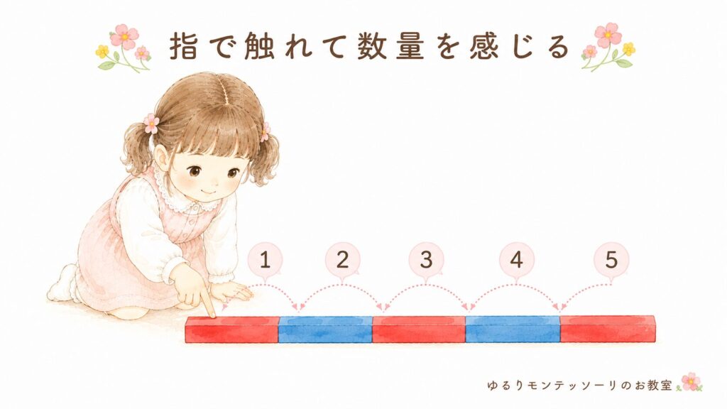 数棒を指で触りながら数えている様子
