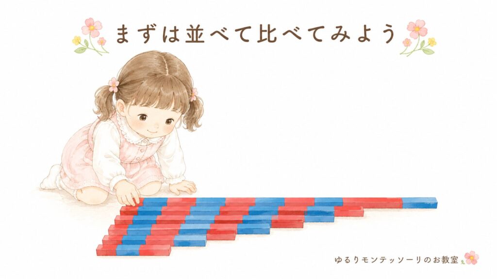 長さ順に数棒を並べる活動