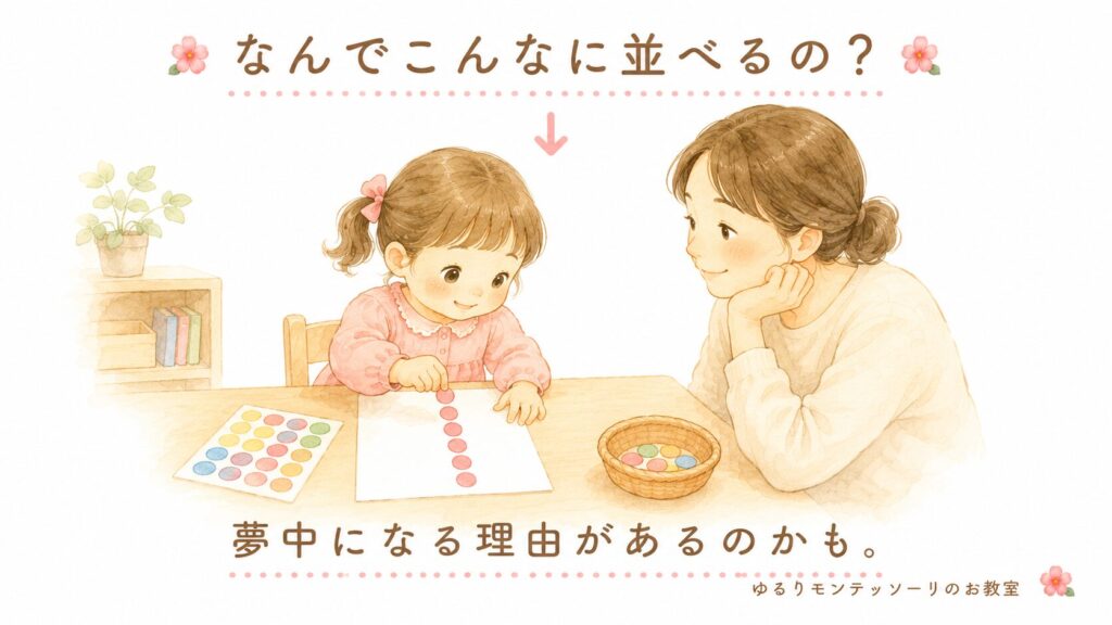 シールを一直線に貼る子どもの様子